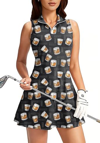 Women's Golf Sleeveless Zipper Dresses with Built in Shorts in Saudi Arabia