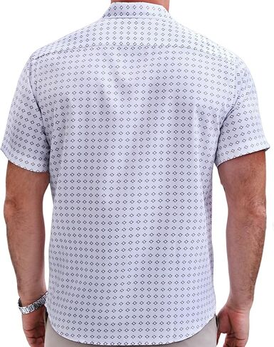 Mens Short Sleeve Casual Button Down Graphic Printed Shirt Summer Untucked Business Pattern Dress Shirts with Pocket in Kuwait