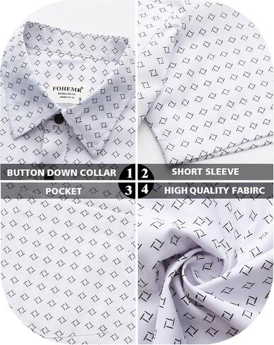 Mens Short Sleeve Casual Button Down Graphic Printed Shirt Summer Untucked Business Pattern Dress Shirts with Pocket in Kuwait