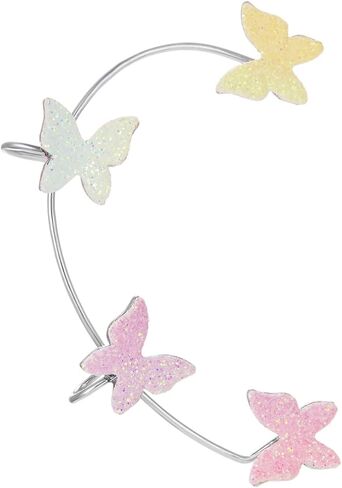 1 Pair Glitter Butterfly Cuff Earrings Zirconia Crystal No Piercing Fake Adjustable Ear Cuff Clip Wrap Around for Women Wrap Crawler Jewelry in Saudi Arabia