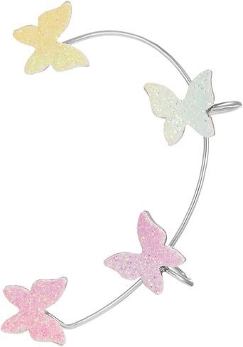 1 Pair Glitter Butterfly Cuff Earrings Zirconia Crystal No Piercing Fake Adjustable Ear Cuff Clip Wrap Around for Women Wrap Crawler Jewelry in Saudi Arabia