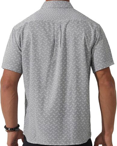 Mens Short Sleeve Casual Button Down Graphic Printed Shirt Summer Untucked Business Pattern Dress Shirts with Pocket in Kuwait