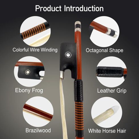 Braided Carbon Fiber Viola Bow 4/4 Ebony Frog with Natural Bow Hair Fleur de lis Inlay Well Balance Light in Kuwait