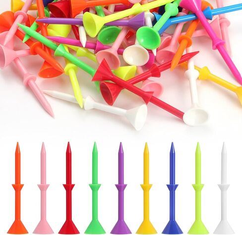 Golf Tees 3-1/4 inch, 50Pcs Unbreakable Stripe Golf Tee Holder 83mm, Extra Thick Plastic Golf Tees with Big Cup, Reduce Friction and Side Spin, Golf Tee Accessories for Men in Saudi Arabia