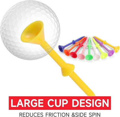 Golf Tees 3-1/4 inch, 50Pcs Unbreakable Stripe Golf Tee Holder 83mm, Extra Thick Plastic Golf Tees with Big Cup, Reduce Friction and Side Spin, Golf Tee Accessories for Men in Saudi Arabia