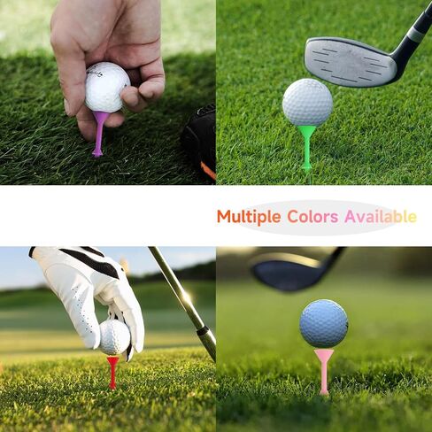 Golf Tees 3-1/4 inch, 50Pcs Unbreakable Stripe Golf Tee Holder 83mm, Extra Thick Plastic Golf Tees with Big Cup, Reduce Friction and Side Spin, Golf Tee Accessories for Men in Saudi Arabia