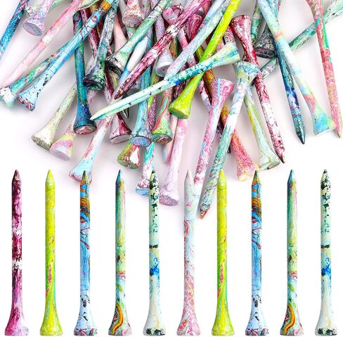 Golf Tees 3-1/4 inch, 50Pcs Unbreakable Stripe Golf Tee Holder 83mm, Extra Thick Plastic Golf Tees with Big Cup, Reduce Friction and Side Spin, Golf Tee Accessories for Men in Saudi Arabia