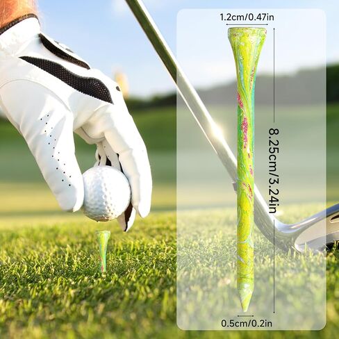 Golf Tees 3-1/4 inch, 50Pcs Unbreakable Stripe Golf Tee Holder 83mm, Extra Thick Plastic Golf Tees with Big Cup, Reduce Friction and Side Spin, Golf Tee Accessories for Men in Saudi Arabia