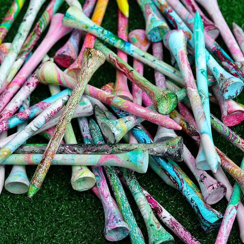 Golf Tees 3-1/4 inch, 50Pcs Unbreakable Stripe Golf Tee Holder 83mm, Extra Thick Plastic Golf Tees with Big Cup, Reduce Friction and Side Spin, Golf Tee Accessories for Men in Saudi Arabia