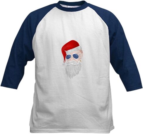 CafePress Santa Claus Vegan Hipster Christma Baseball Jersey Kids Cotton Baseball Jersey, 3/4 Raglan Sleeve Shirt in Saudi Arabia