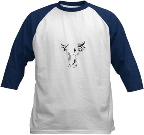 Cafepress لا أمك بقرة Mil Vegan Veganis البيسبول Jersey Kids Cotton Baseball Jersey ، 3/4 قميص الأكمام راجلان in Kuwait