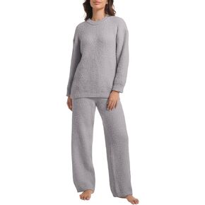 2 Piece Fleece Pajamas for Women Set Loungewear Outfits Knit Sweater Womens Long Sleeve Fuzzy Pajama Sets in Saudi Arabia