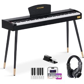 AODSK Digital Piano 88 Key Semi-Weighted Keyboard Piano with Sustain Pedal,Power Supply,2 Speakers,200 Tone,140 Rhythm, 16 Demo Song and Complimentary Online Piano Lessons,Black in Kuwait