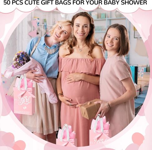 Qilery 50 Sets 8" Baby Boy Gift Bags with Tissue Paper It's a Boy Baby Shower Bag Blue with Handle Paper Gift for Guests Gender Reveal Party Favors in Saudi Arabia