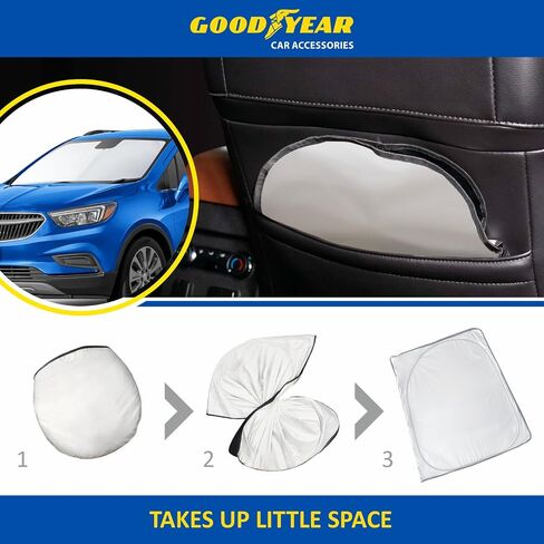 Goodyear Foldable Windshield Sun Shade for Toyota Corolla 2013-2019, Custom-Fit Car Windshield Cover,Car Sunshade,UV Protection,Vehicle Sun Protector,Auto Car Window Shades for Front Window - GY008269 in Saudi Arabia