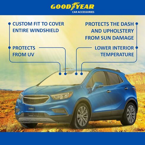 Goodyear Foldable Windshield Sun Shade for Toyota Corolla 2013-2019, Custom-Fit Car Windshield Cover,Car Sunshade,UV Protection,Vehicle Sun Protector,Auto Car Window Shades for Front Window - GY008269 in Saudi Arabia