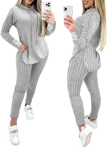 chicme 2025 2 قطعة للنساء للنساء هوديي سترة طويلة الأكمام in Kuwait