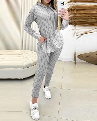 chicme 2025 2 قطعة للنساء للنساء هوديي سترة طويلة الأكمام in Kuwait