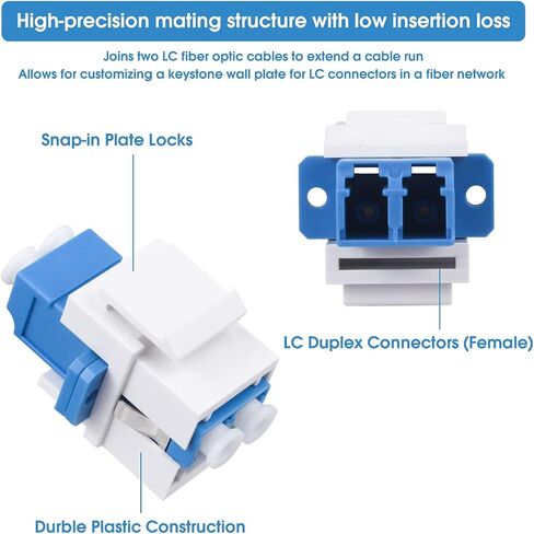 10-Pack SC-APC Fiber Optic Coupler Keystone Jack Modular for Patch Panels and Wall Plates SC Simplex Singlemode in Saudi Arabia