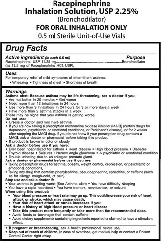 12458900 S2 Racepinephrine Inhalation Solution - Pack of 30 in Saudi Arabia