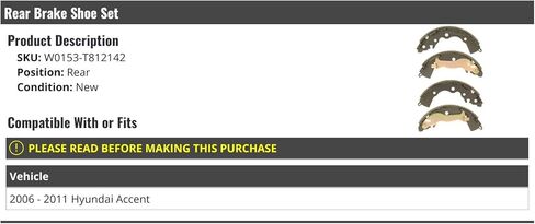 مجموعة أحذية الفرامل الخلفية - متوافقة مع 2006-2011 لهجة Hyundai in Kuwait
