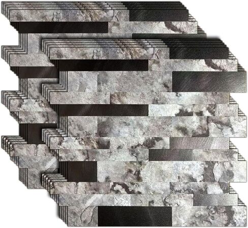 10-Sheet Peel and Stick Backsplash Tile, PVC Mixed Meta,l Stick on Kitchen, Bathroom Vanities, Fireplace Décor, Laundry Table(11.2" X 12.7") (10, Darken Coffee+Frosted Grey) in Saudi Arabia