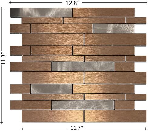 10-Sheet Peel and Stick Backsplash Tile, PVC Mixed Meta,l Stick on Kitchen, Bathroom Vanities, Fireplace Décor, Laundry Table(11.2" X 12.7") (10, Darken Coffee+Frosted Grey) in Saudi Arabia