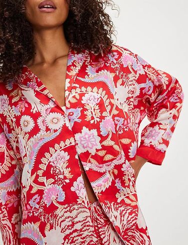 Yimoon Womens Satin Pajama Set Floral Silk Pajamas 2 Piece Cute Long Sleeve Button Down Pjs Sleepwear Lounge Set in Kuwait