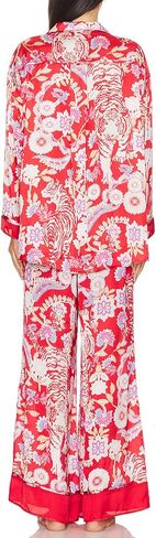 Yimoon Womens Satin Pajama Set Floral Silk Pajamas 2 Piece Cute Long Sleeve Button Down Pjs Sleepwear Lounge Set in Kuwait