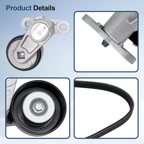 A/C Serpentine Drive Belt Bett Stenser Kit متوافق مع Chevy Tahoe 2000-2008 لـ GMC Yukon 2000-2008 لـ Cadillac Escalade 2002-2008 لـ Chevy Avalanche 2002-2008 يحل محل# 90K-38159 in Saudi Arabia