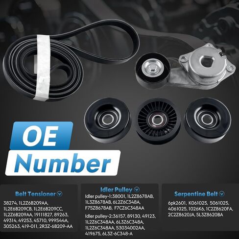 38274 Serpentine Belt Tensioner Kit with idler pulley Compatible with Ford Expedition 5.4L 09-14,Explorer 4.6L 07-10, F-150 4.6L/5.4L 05-06 09-10, Mountaineer 09-10, OE# 89263 38001 36157 in Saudi Arabia