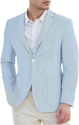 Seersucker Mens Suit Jacket Slim Fit Striped Tuxedos Jacket Light Weight Sport Coat Summer Blazer for Men Wedding Prom in Saudi Arabia