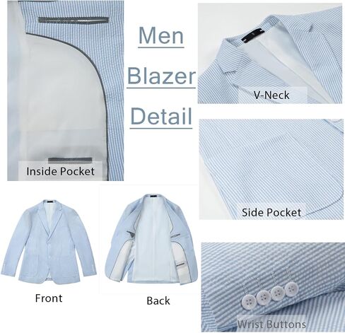 Seersucker Mens Suit Jacket Slim Fit Striped Tuxedos Jacket Light Weight Sport Coat Summer Blazer for Men Wedding Prom in Saudi Arabia