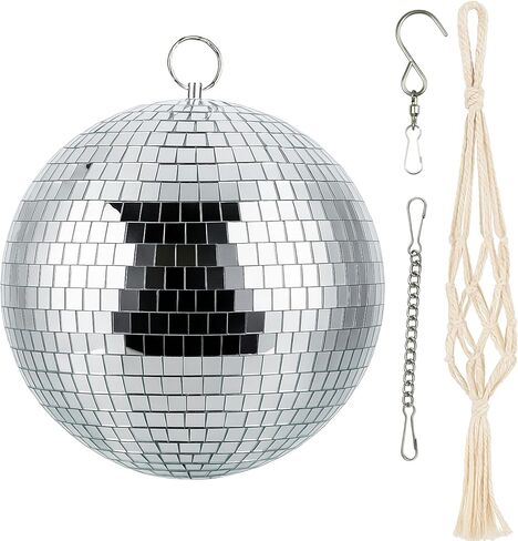 كرة ديسكو 8 بوصة كرة مرآة مع سلسلة فضية وحقيبة شبكية بوهو، ديكور كرة ديسكو فضي ملون رائع، ديكور حفلة ديسكو معلقة لتزيين الزفاف، ديكور المنزل (أخضر متدرج، 8 بوصة) in Kuwait