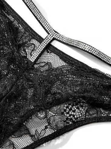 Victoria's Secret Y-Back Shine Strap Lace Brazilian Panty Color Black New in Saudi Arabia