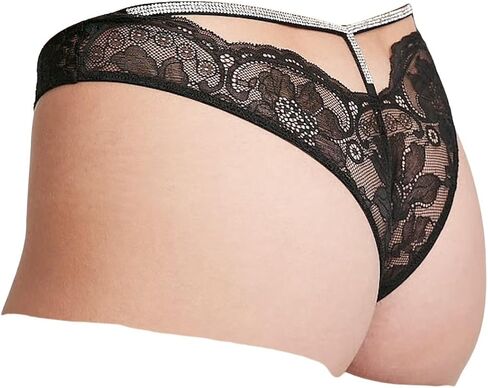 Victoria's Secret Y-Back Shine Strap Lace Brazilian Panty Color Black New in Saudi Arabia