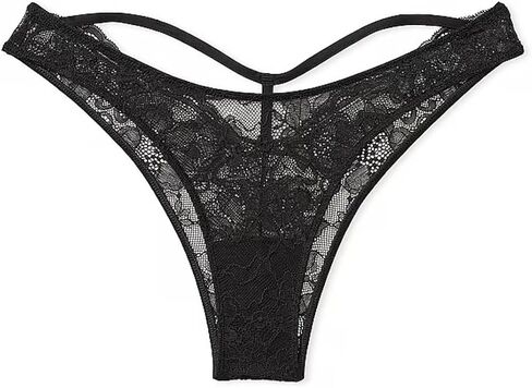 Victoria's Secret Y-Back Shine Strap Lace Brazilian Panty Color Black New in Saudi Arabia