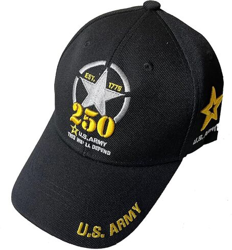Compatible with U.S. Army Officially Licensed 250th Anniversary Commemorative Baseball Cap, Black, This We'll Defend Est. 1775 Star Embroidered Design in Saudi Arabia
