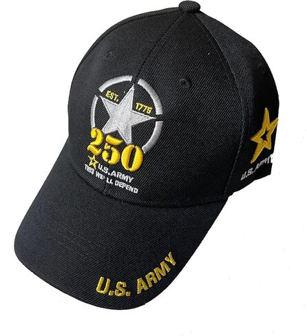 Compatible with U.S. Army Officially Licensed 250th Anniversary Commemorative Baseball Cap, Black, This We'll Defend Est. 1775 Star Embroidered Design in Saudi Arabia