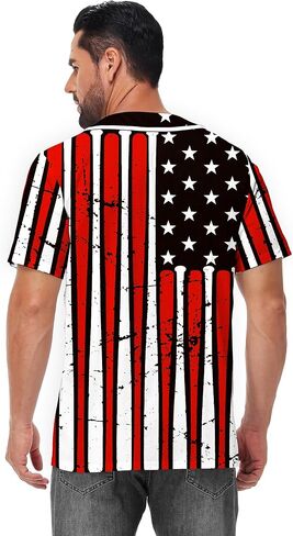 Aobute Men Women American Flag Baseball Jersey 4th من يوليو قمصان قصيرة الأكمام in Saudi Arabia