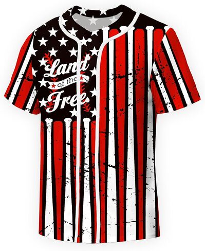 Aobute Men Women American Flag Baseball Jersey 4th من يوليو قمصان قصيرة الأكمام in Saudi Arabia