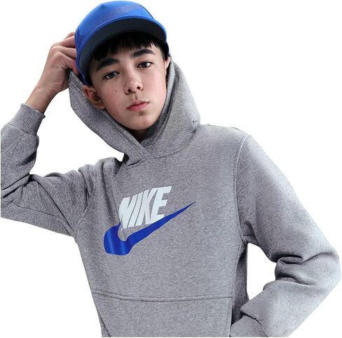 Nike Boys Sportswear Club+ HBR Pullover Hoodie - Black/White - Kids Size 6 in Saudi Arabia