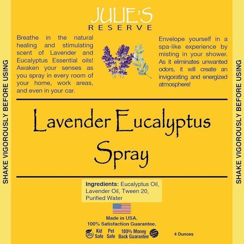 Lavender Eucalyptus Room & Linen Raper Julie's Reserve Natural Oft Oil Spray Bathratory Wivigorate and Growing ، 4 Owits (Pack of 1) in Saudi Arabia