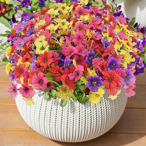 16 Bundles Colorful Spring Artificial Flowers for Outdoors Fake Spring Flowers Faux Flowers for Planters Garden Window Box (4 Colors) in Saudi Arabia