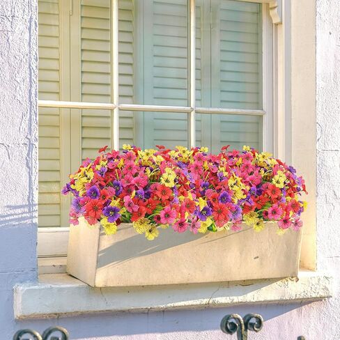 16 Bundles Colorful Spring Artificial Flowers for Outdoors Fake Spring Flowers Faux Flowers for Planters Garden Window Box (4 Colors) in Saudi Arabia
