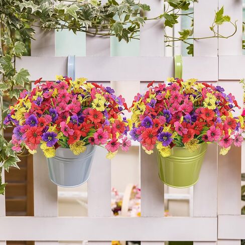 16 Bundles Colorful Spring Artificial Flowers for Outdoors Fake Spring Flowers Faux Flowers for Planters Garden Window Box (4 Colors) in Saudi Arabia