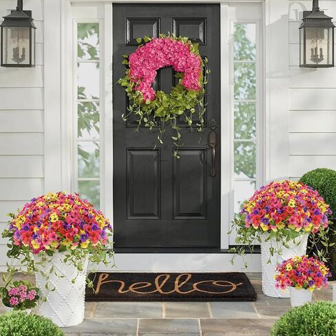 16 Bundles Colorful Spring Artificial Flowers for Outdoors Fake Spring Flowers Faux Flowers for Planters Garden Window Box (4 Colors) in Saudi Arabia