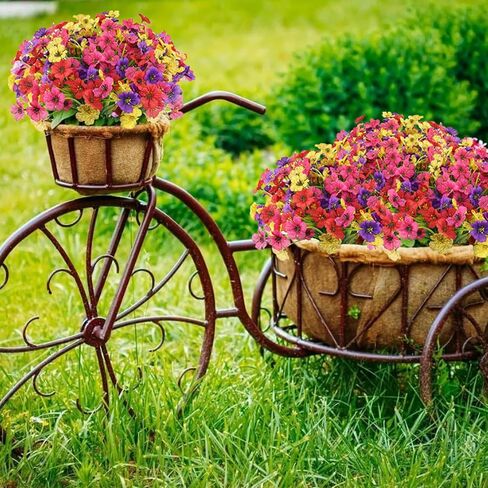 16 Bundles Colorful Spring Artificial Flowers for Outdoors Fake Spring Flowers Faux Flowers for Planters Garden Window Box (4 Colors) in Saudi Arabia