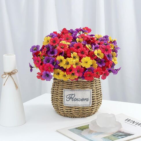 16 Bundles Colorful Spring Artificial Flowers for Outdoors Fake Spring Flowers Faux Flowers for Planters Garden Window Box (4 Colors) in Saudi Arabia