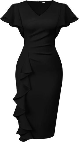 Memoriesea Women's Sexy v Neck كشكش قصير الأكمام in Kuwait